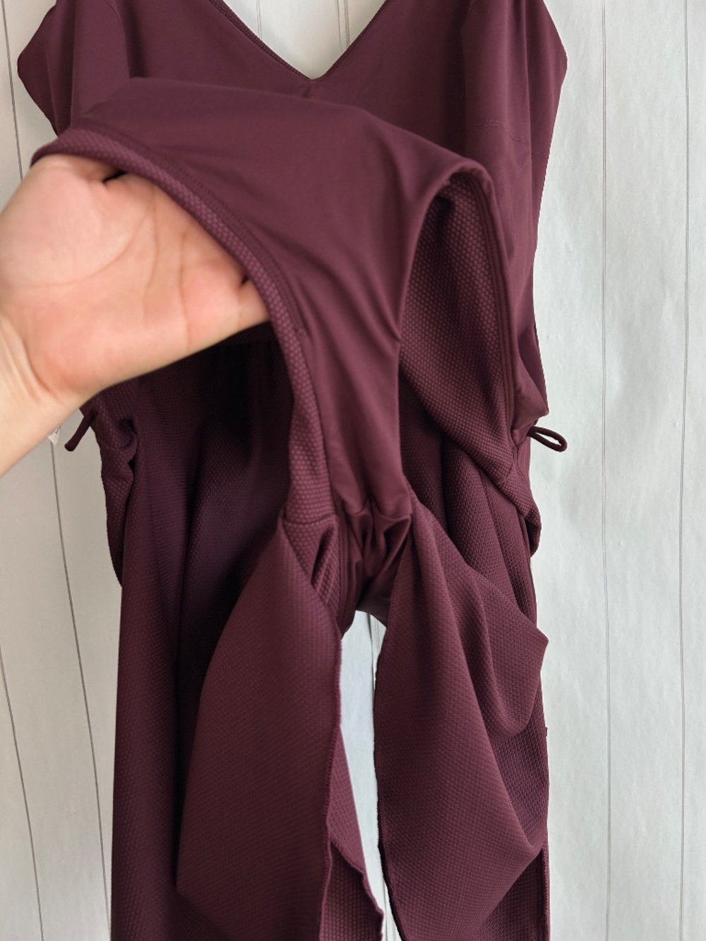 Spanx plus size 2X pike shaping swim dress burgundy v-neck UPF 50+ no padding - Picture 6 of 11